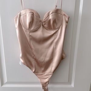 Brand new Zara satin bodysuit beige